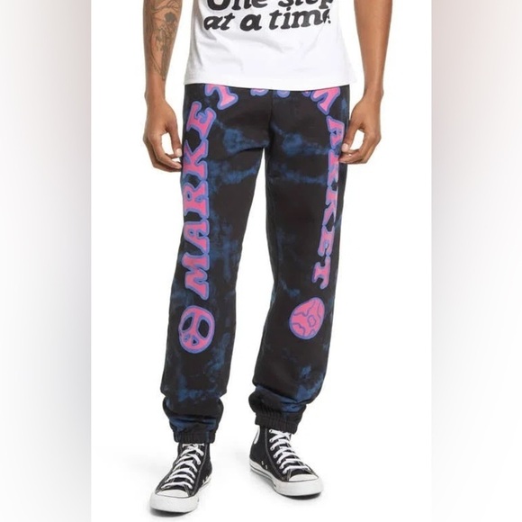 New! Chinatown Market Men's Cali Arc Peace Tie- Dye Sweatpants💙Large NWT! - Picture 1 of 3